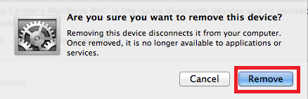 Mac OS, Bluetooth, Confirm Device Removal